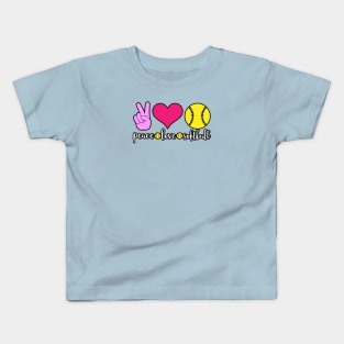 Peace Love Softball Kids T-Shirt